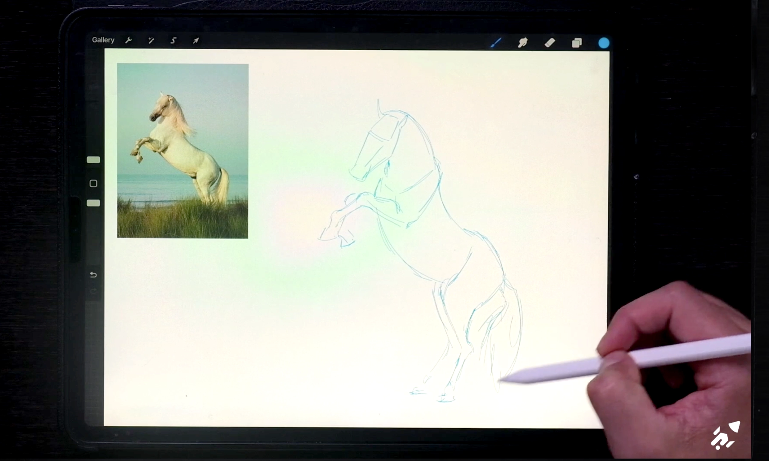 Desenhando a referência usando manequim e gestual