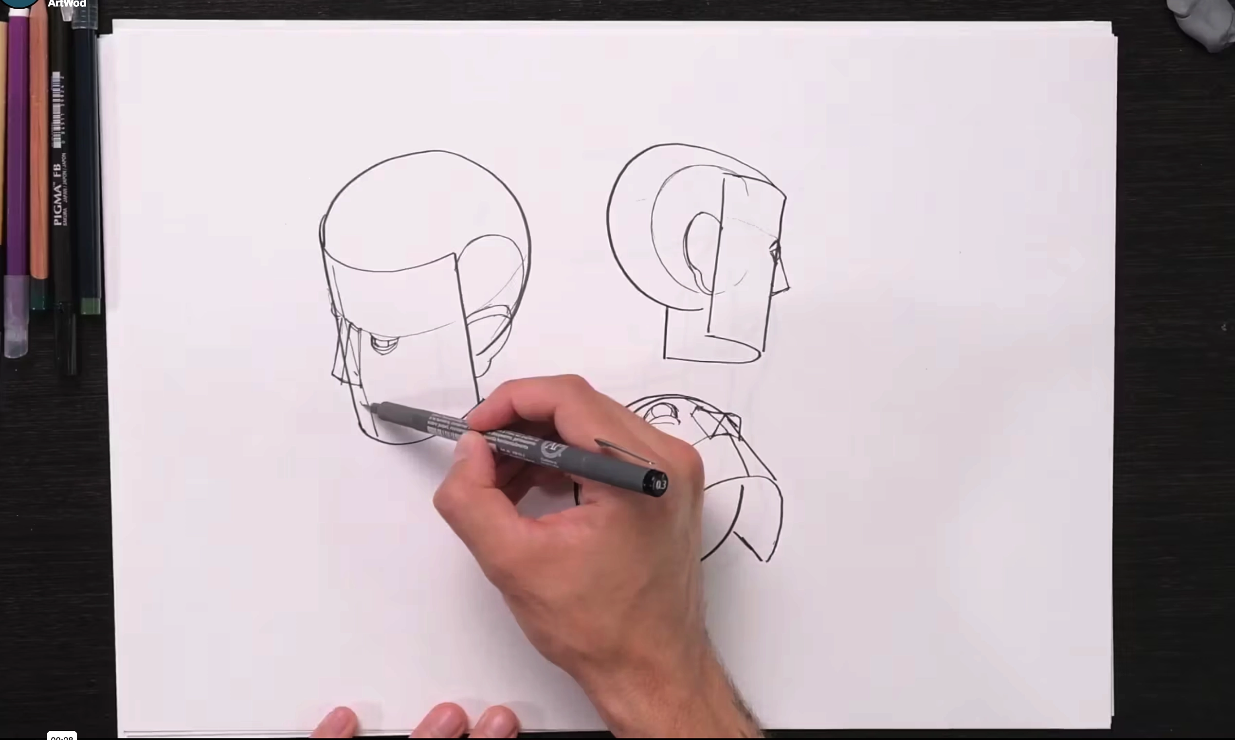 Aplicando elementos simples sobre a estrutura da cabeça.