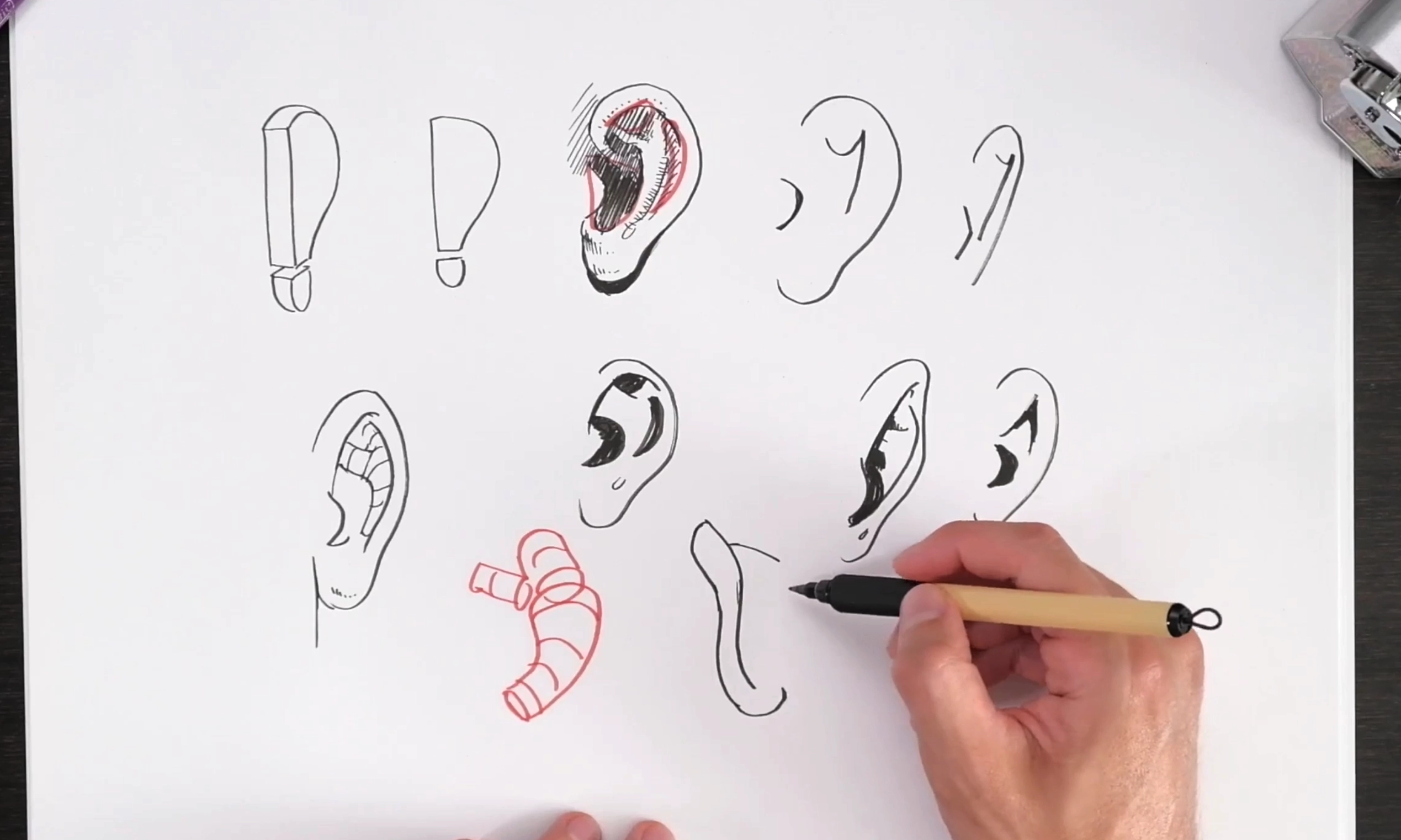 Desenhando os elementos faciais com formas mais anatômicas